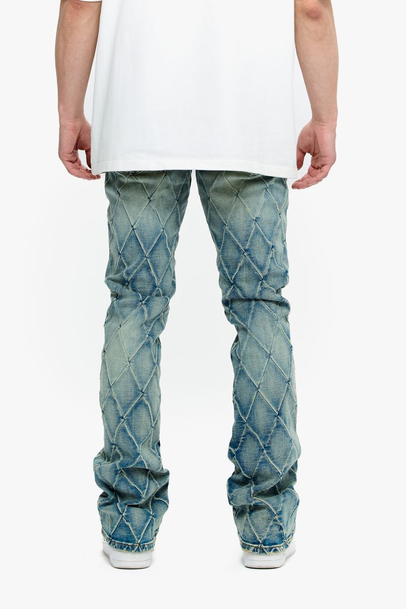 VLBS-VJ3-1002 Valabasas Tire Light Vintage Blue Stacked Denim Jeans for a cool look