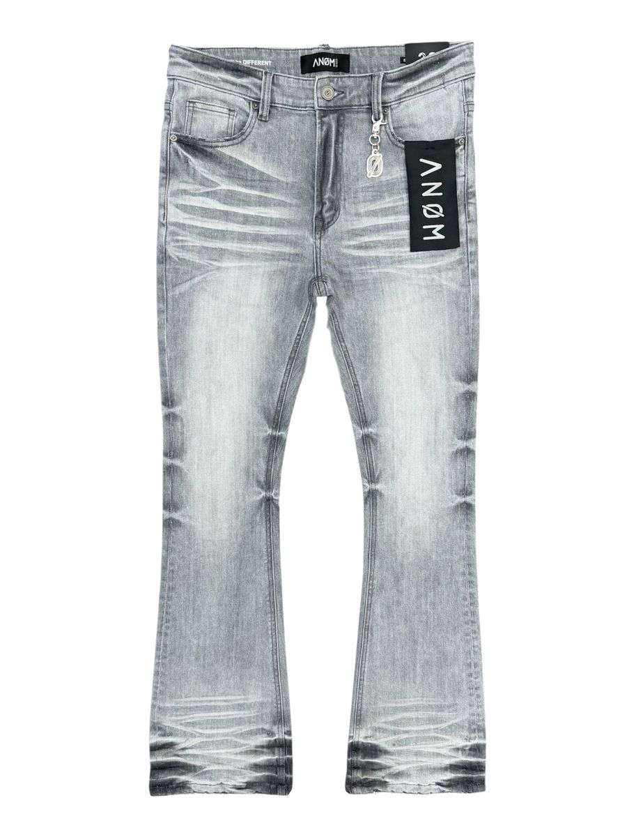 ANOM "Aura" Light Grey Wash Stacked Denim Jeans