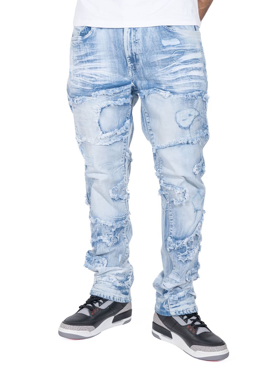 Classic 5-pocket design with belt loops and button closure