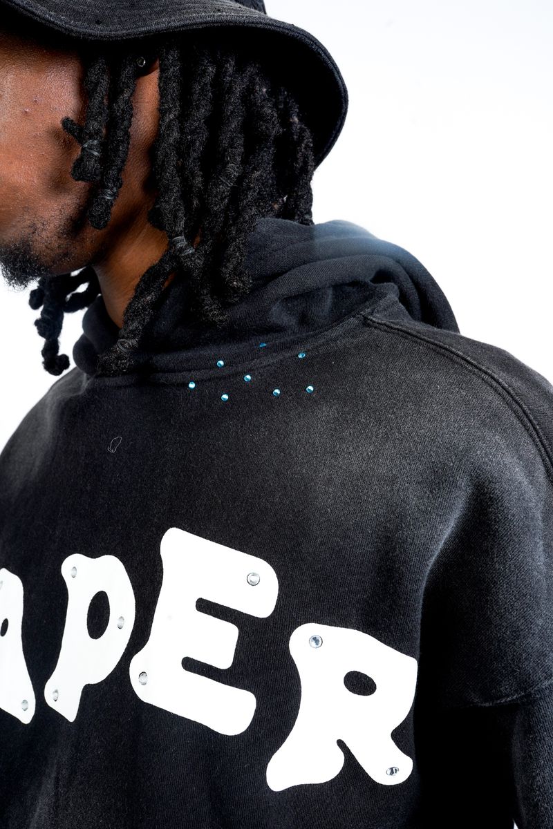 Paper Money "Paper" Rhinestone Black Pullover Hoodie