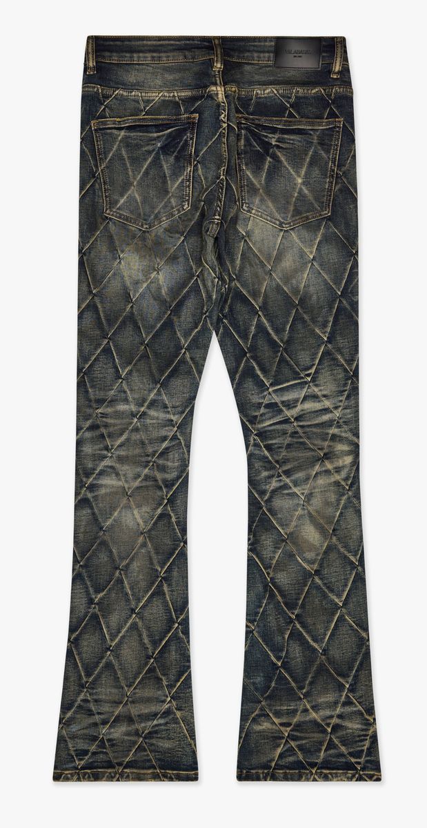 Valabasas Tire Blue Vintage Stacked Denim Jeans with distressed detailing