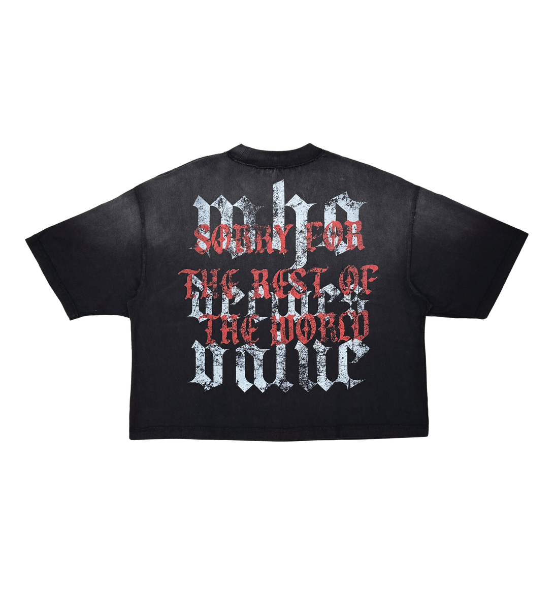 Detailed shot of the front of the Rare Peace Heat Map Black Tee emphasizing the high-quality print, flocking texture, and durable wash and print process