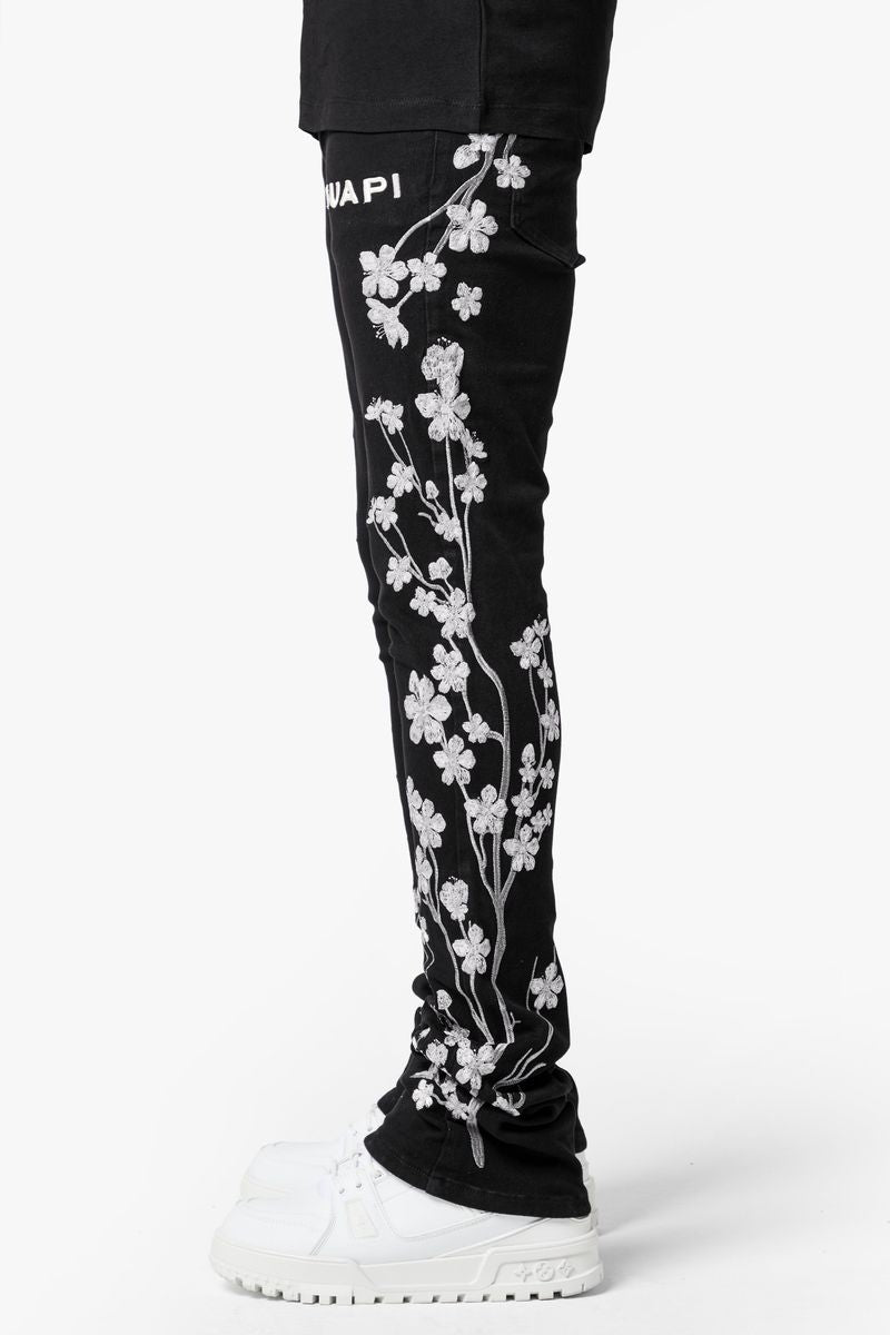 Obsidian black blossom V2 denim jeans for men
