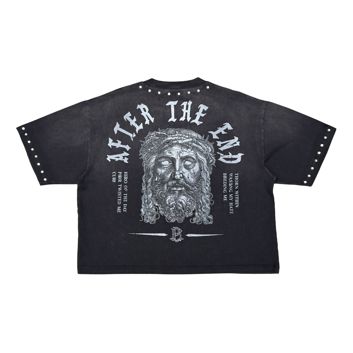 Rare Peace "No Faith" Rhinestone Black Boxy Tee