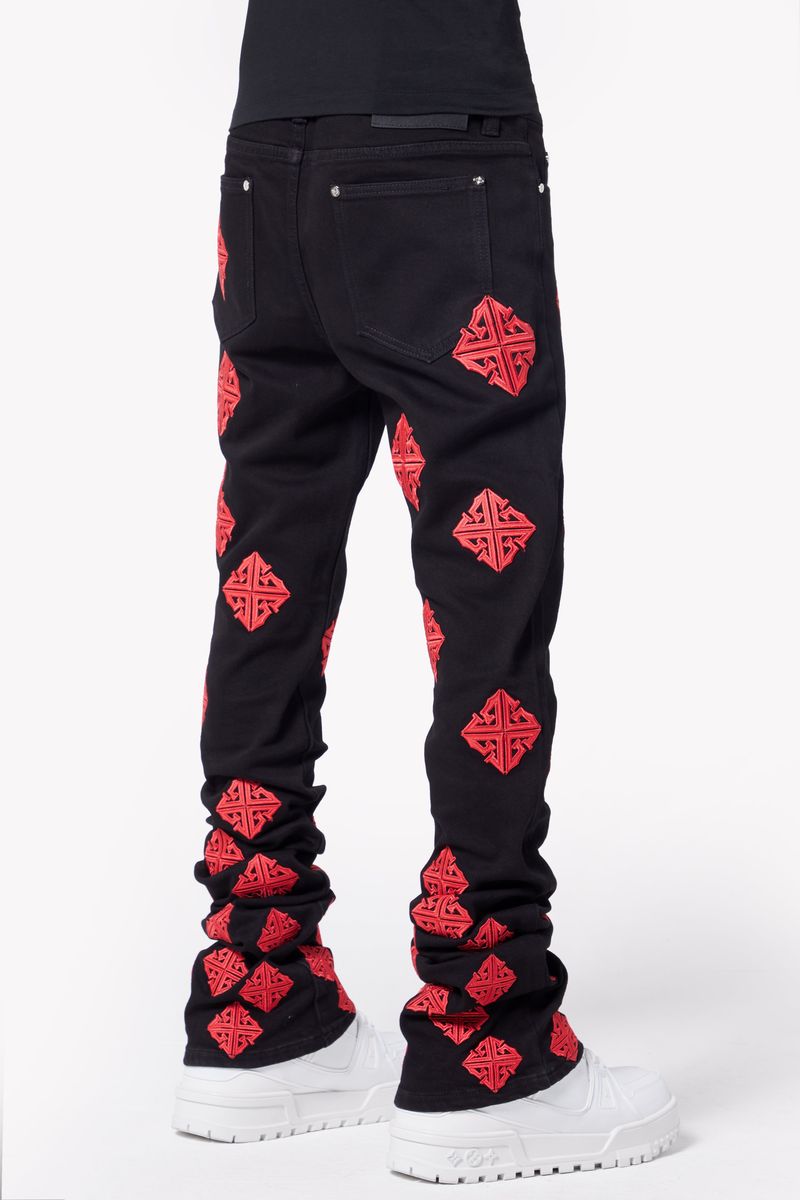 Stylish back view of Guapi Crimson Icon Denim Jeans with a branded leather patch