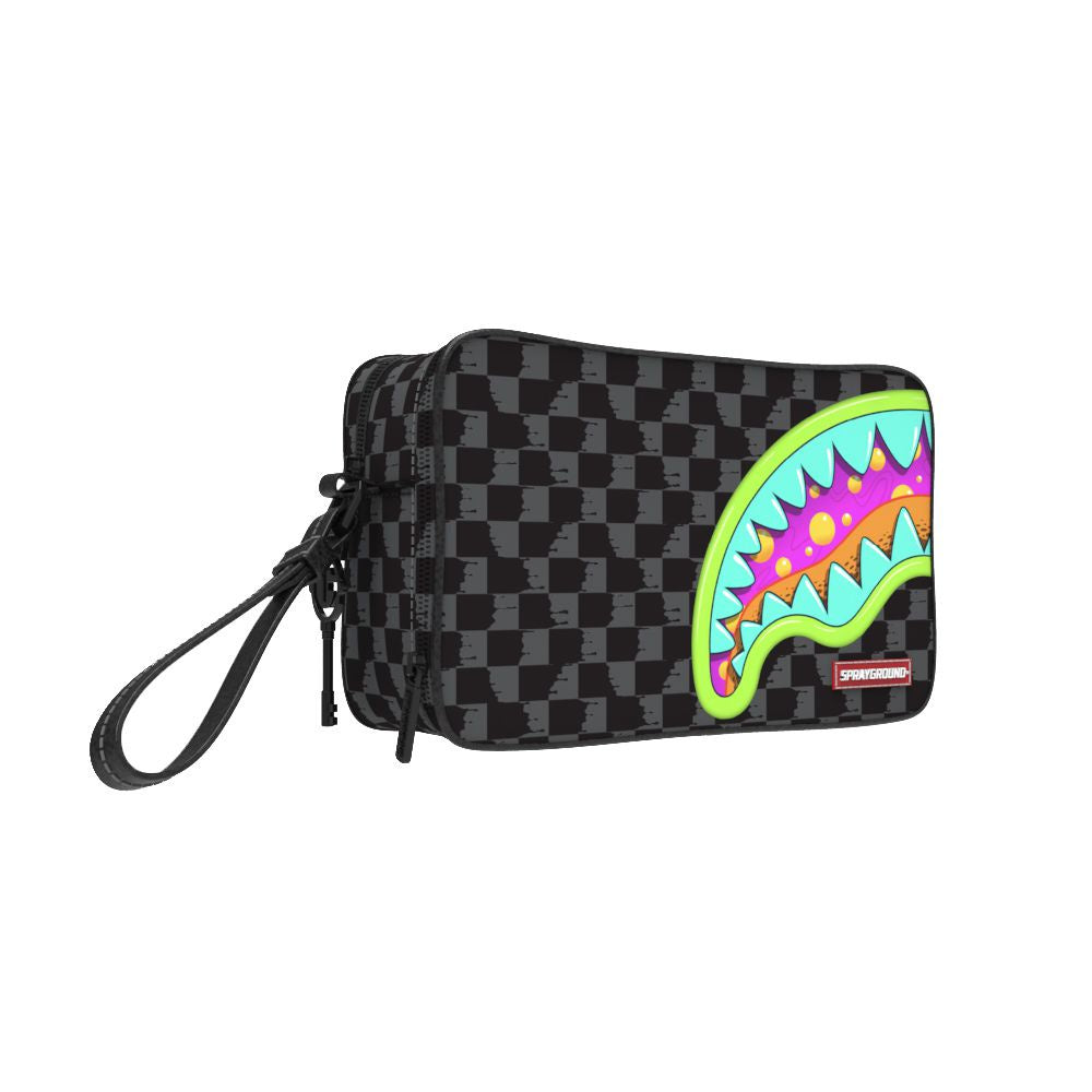 A stylish Sprayground Slime Takeover Toiletry bag with slime-inspired design for organized travel essentials