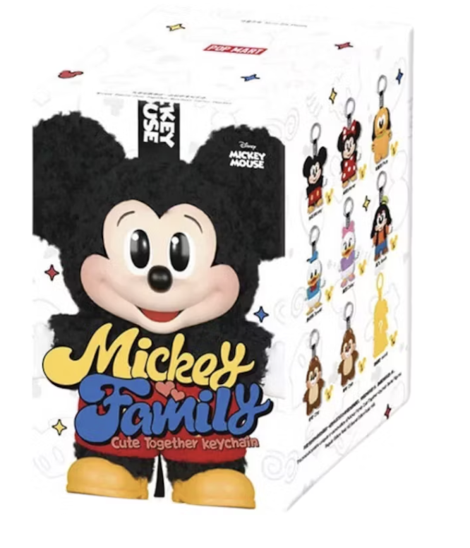 Disney Mickey Family plush keychain from Pop Mart's blind box series featuring a single pendant collectible