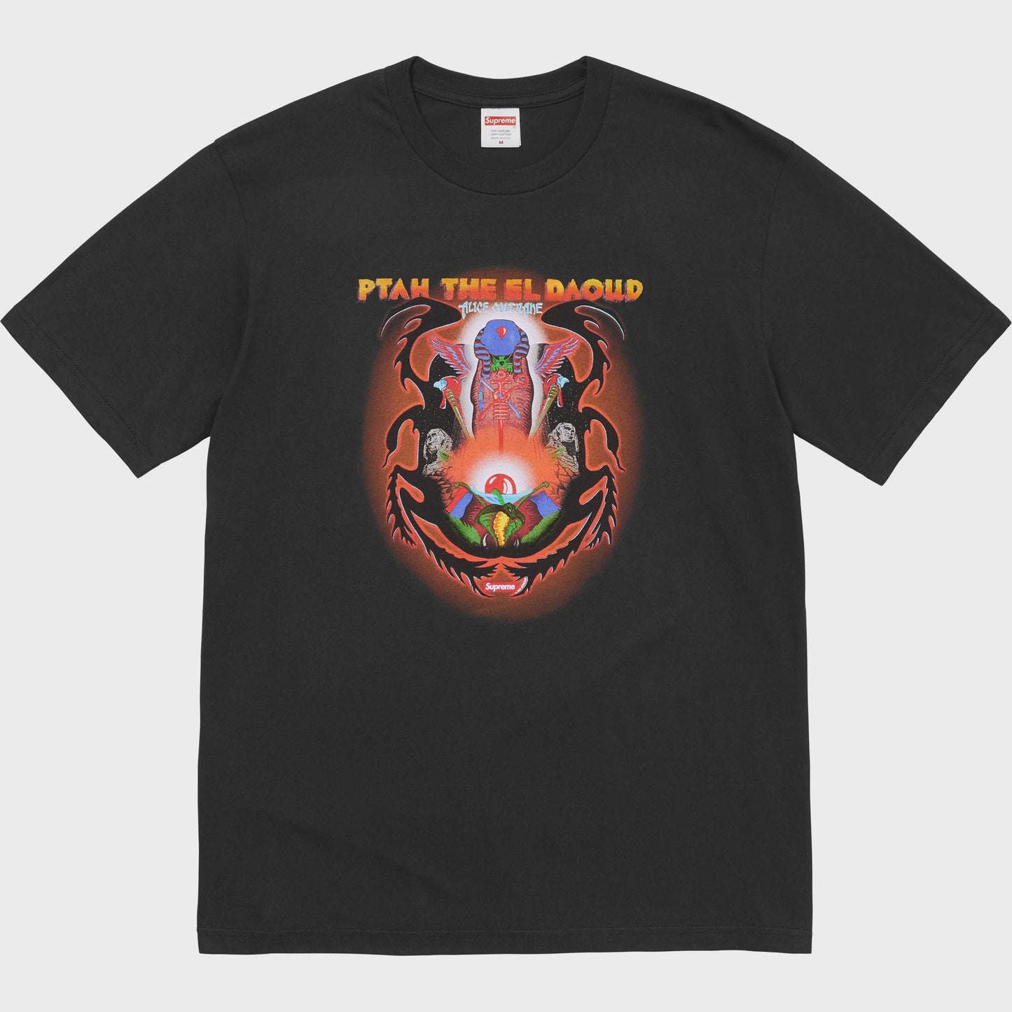 Supreme Ptah Tee - Black (SS24) - Men's short sleeve graphic t-shirt featuring Ptah design in black and white on the front
