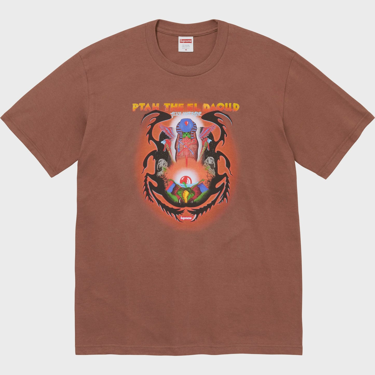 Supreme Ptah Tee in Brown (SS24) featuring iconic logo design