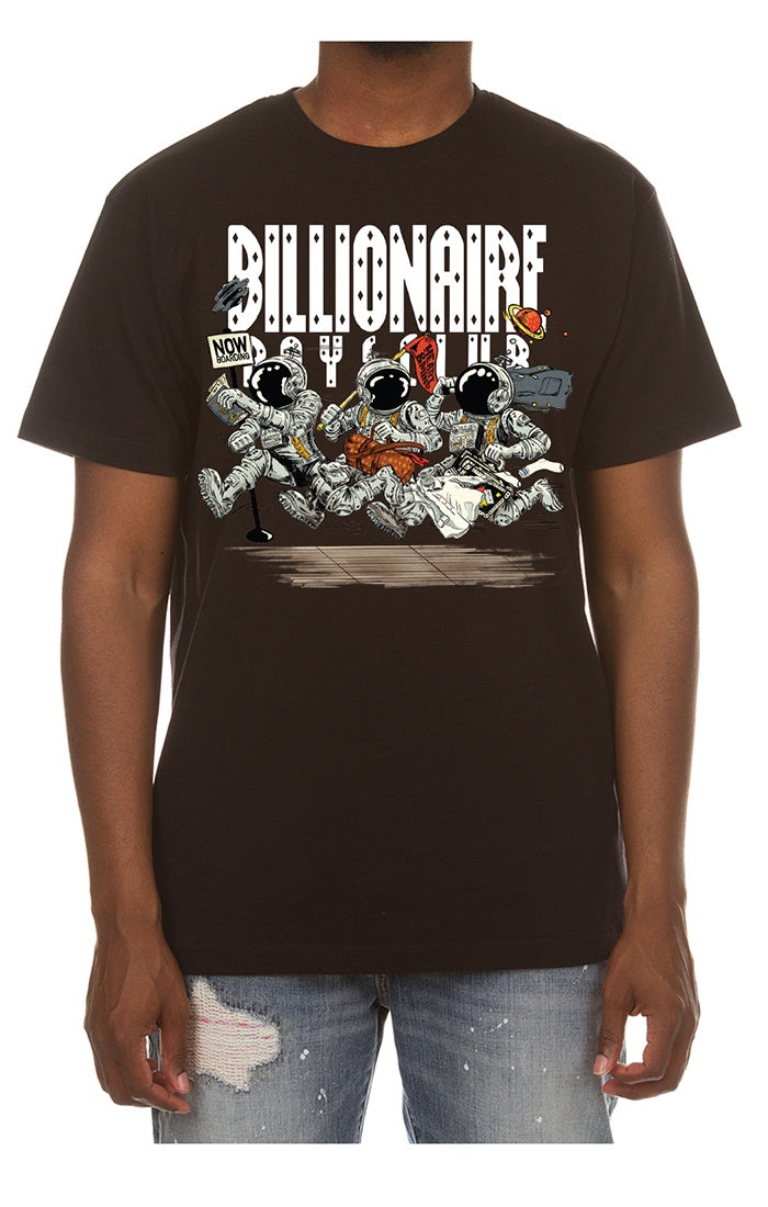 Black BBC Now Boarding SS Tee with iconic logo graphic and comfortable fit for men