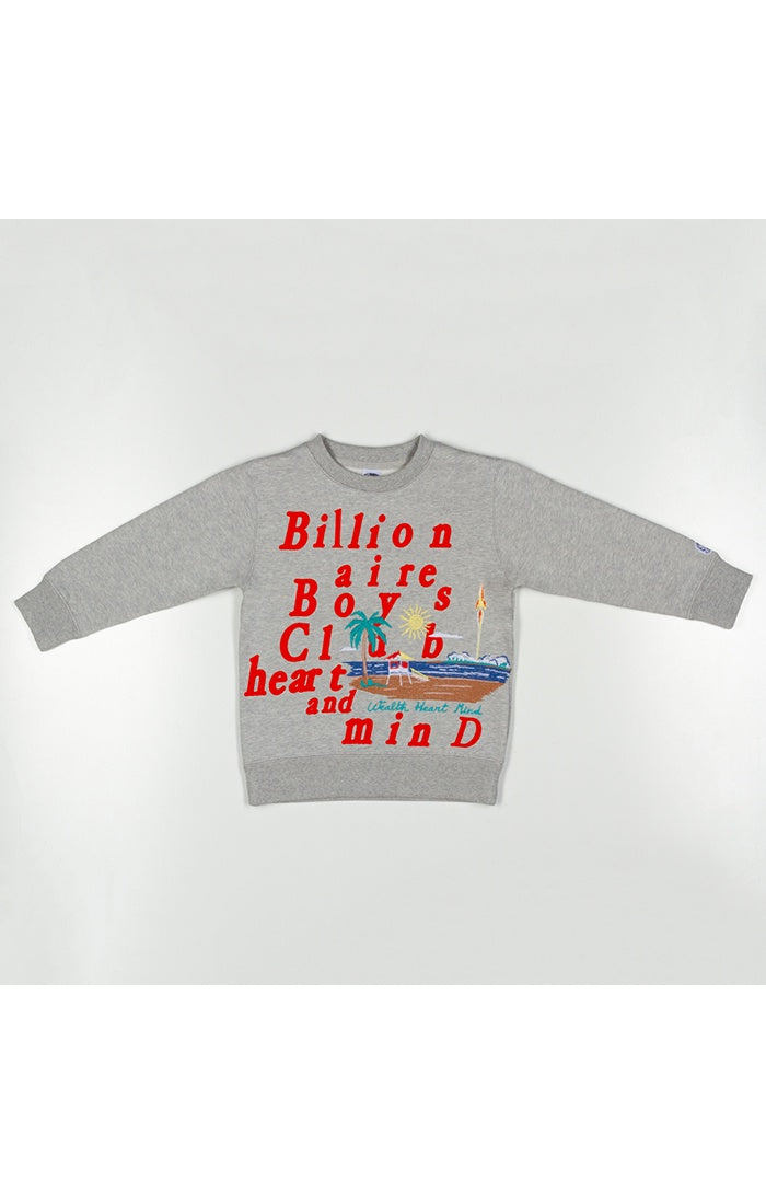 Kids BBC Heather Grey BB Lift Off Crewneck (843-1300) - cozy and stylish crewneck for kids in heather grey color