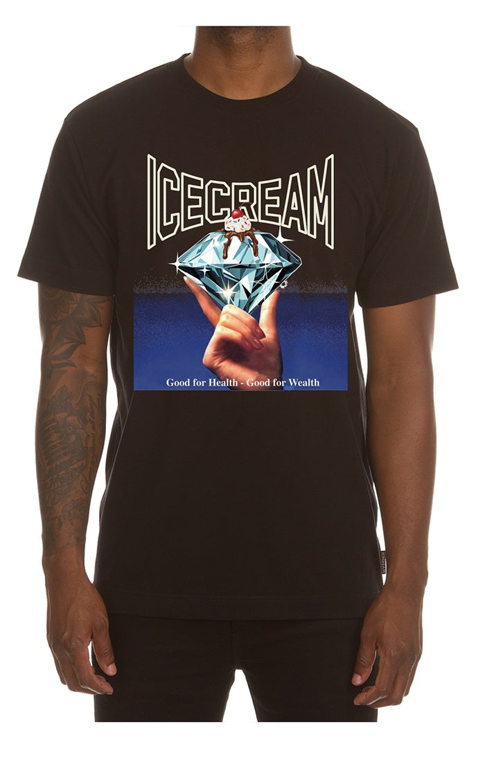 Black short-sleeve Ice Cream tee with the slogan 'Good For Health' (451-2209)
