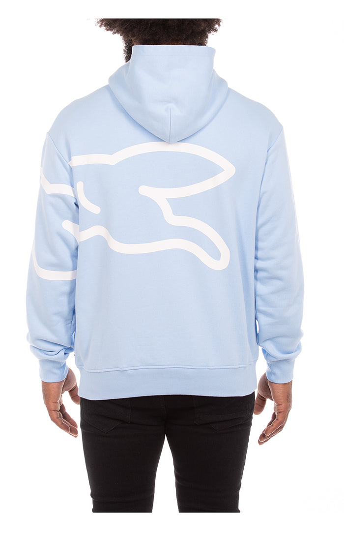 Ice Cream Biggie Cerulean Blue Hoodie side view, showing ribbed cuffs and hem