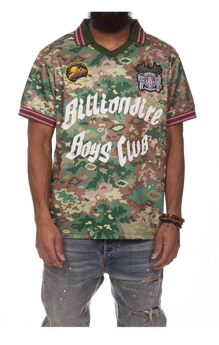 Billionaire Boy's Club Eden BB Galaxy Jersey SS Knit front view showcasing the galaxy print pattern