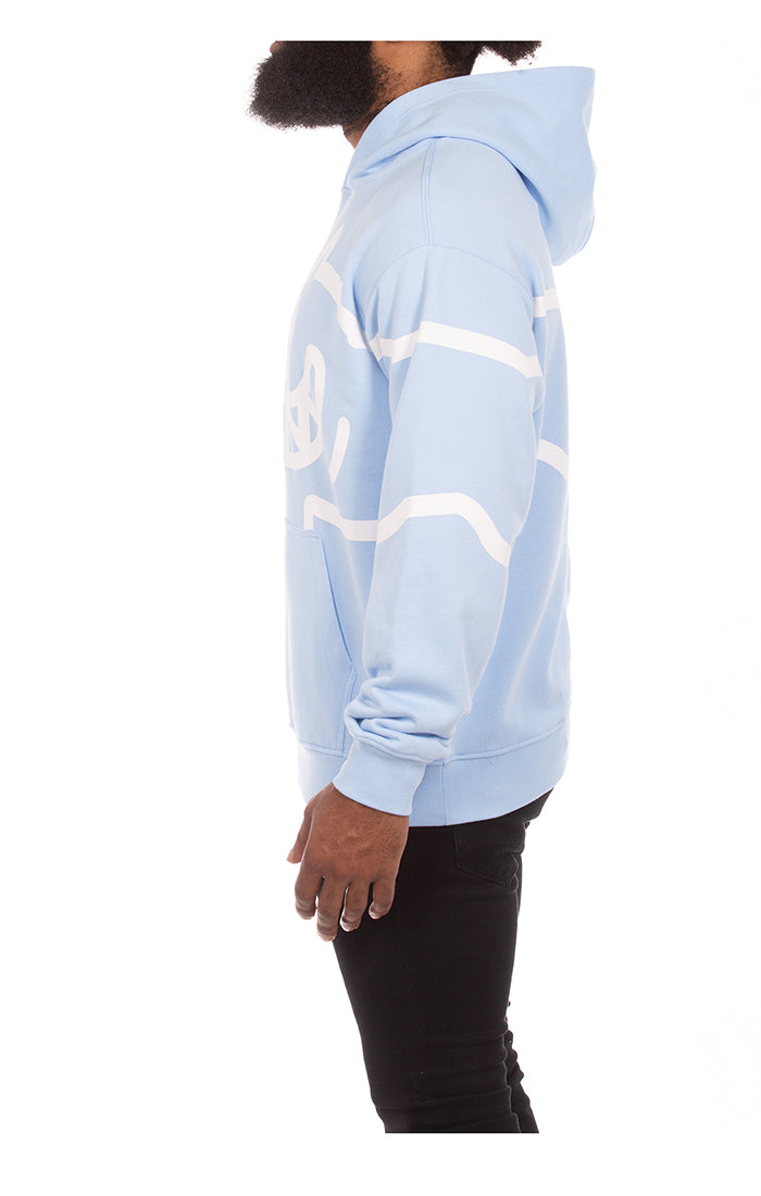 Ice Cream Biggie Cerulean Blue Hoodie detail of embroidered logo and branding