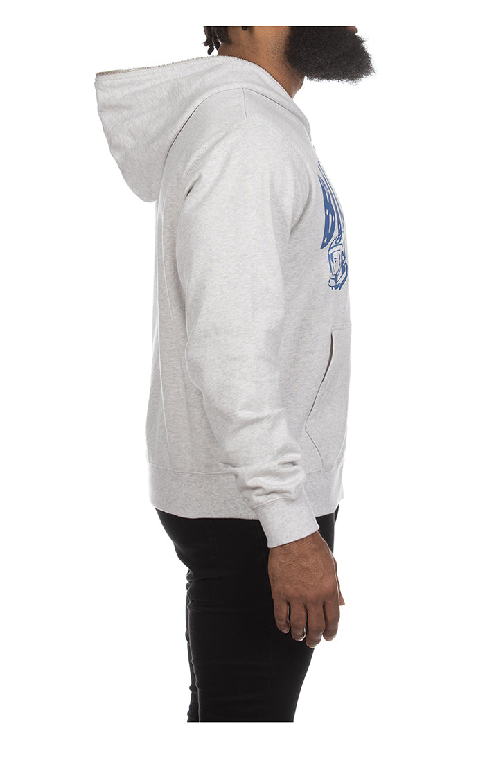 Comfortable and stylish full zip hoodie in heather grey color