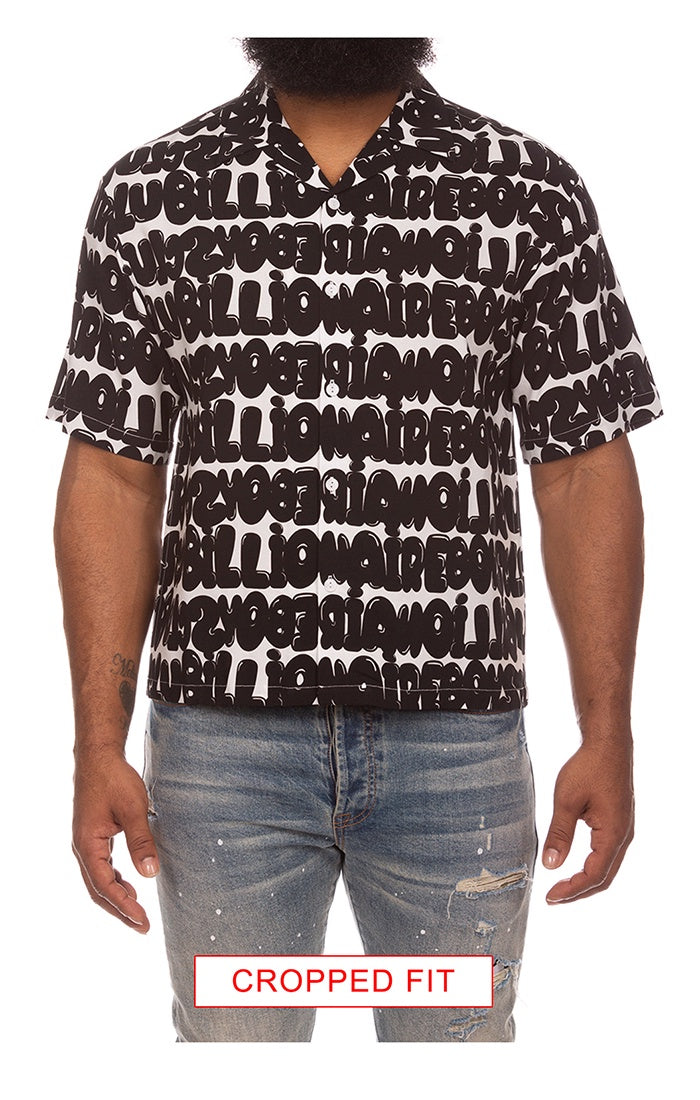 A detailed image of the Billionaire Boy's Club White BB Billi SS Woven shirt, style number 851-4600, showcasing its white woven fabric and stylish design