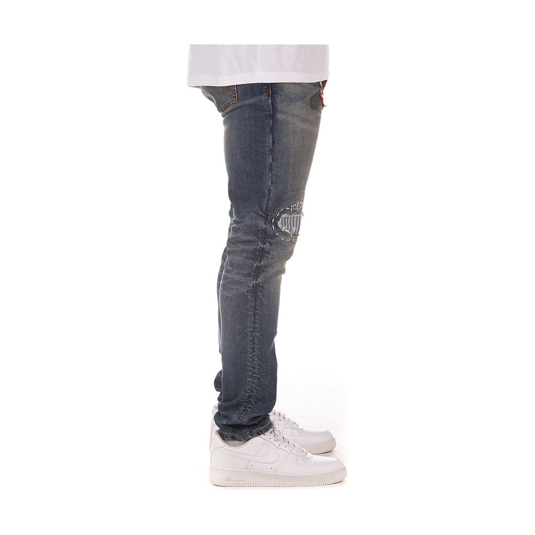 High-quality image of Reduce Reuse Blueberry Haze Repair Jean showcasing its unique blueberry color and stylish design