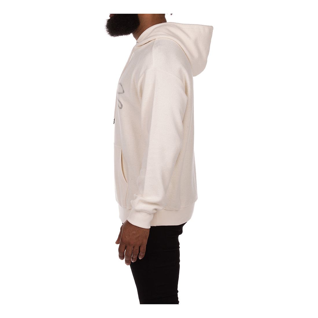 Detailed back view of the Vanilla Icee Whisper White Hoodie with ice cream cone graphic and Vanilla Icee text on the back