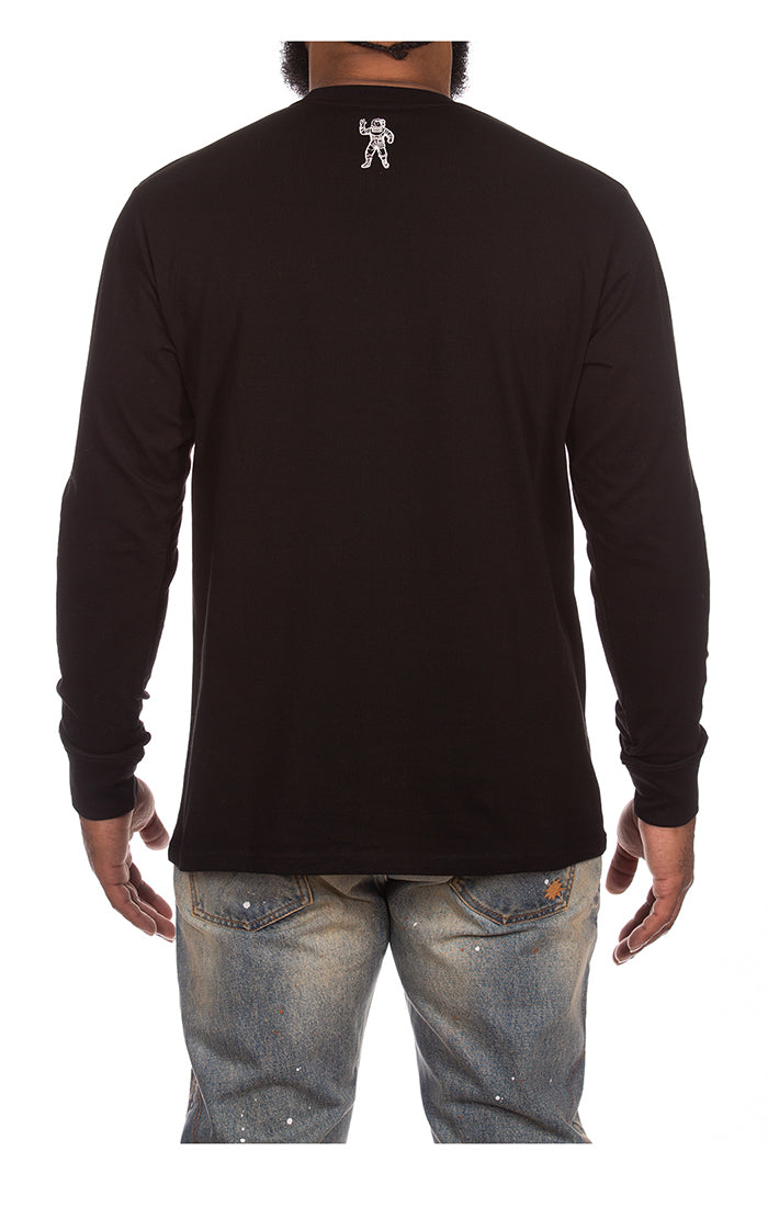 Black long-sleeved tee with BBC logo and arch design (841-8300)