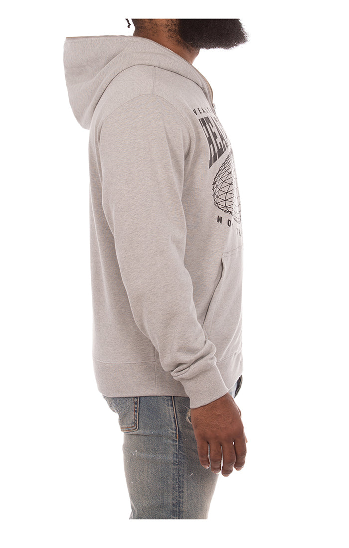 Modern men's hoodie with BBC branding and zip front closure