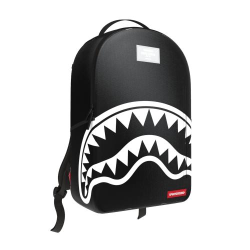 Sprayground Shark Central White Stencil Shark Black Nylon Backpack (B9634)