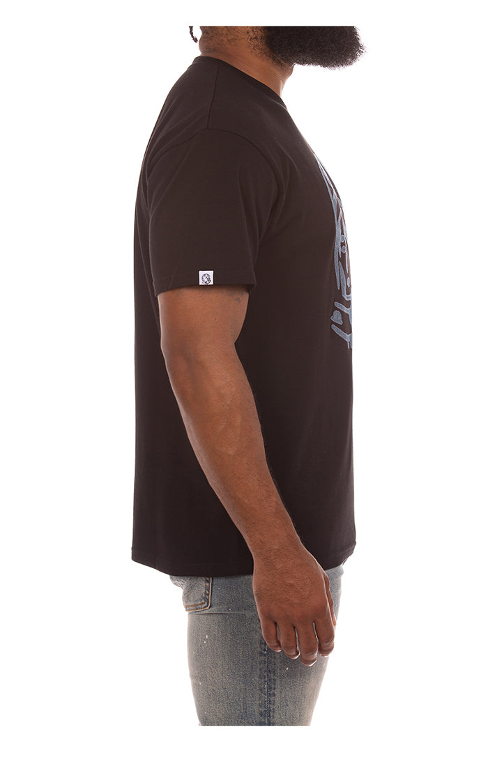 Billionaire Boy's Club Black BB Denim Helmet Short Sleeve Knit Shirt with Style 851-1312