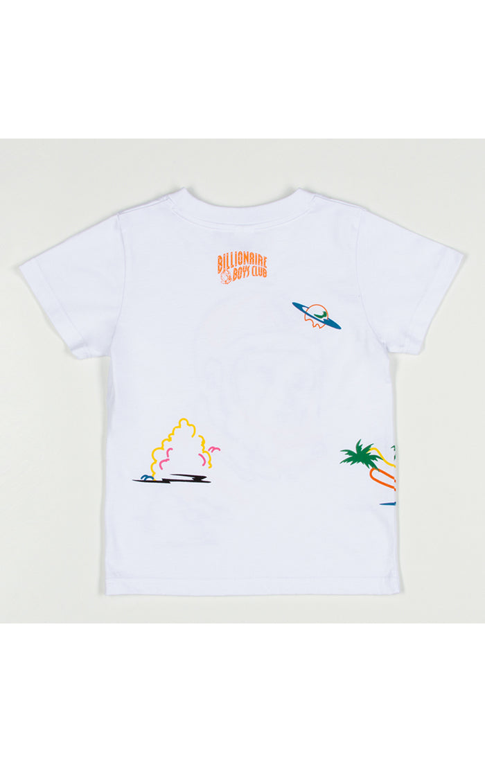 Kids BBC White BB Clouds Short Sleeve Knit Tee with unique design and comfortable fit (843-3301)