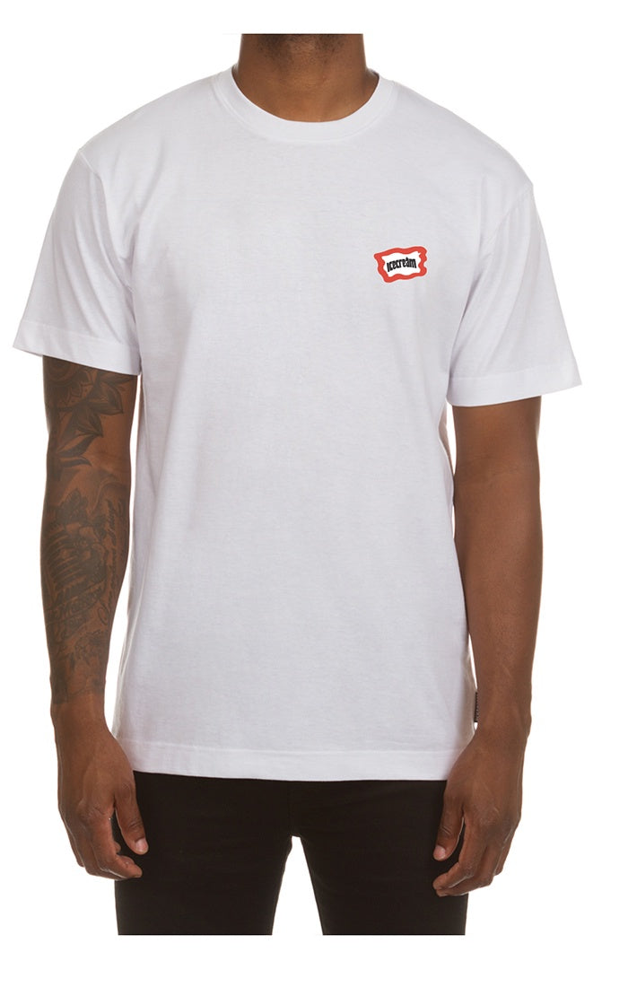 White short-sleeve T-shirt featuring the Ice Cream Quarters design, style 451-3202