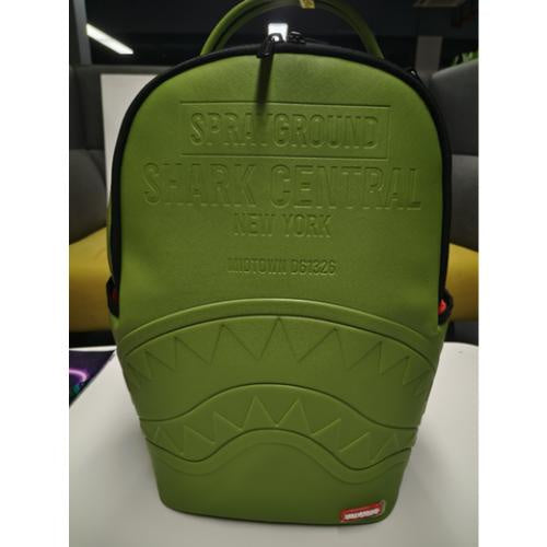Sprayground Shark Central Embossed Green Nylon Backpack (B9628)