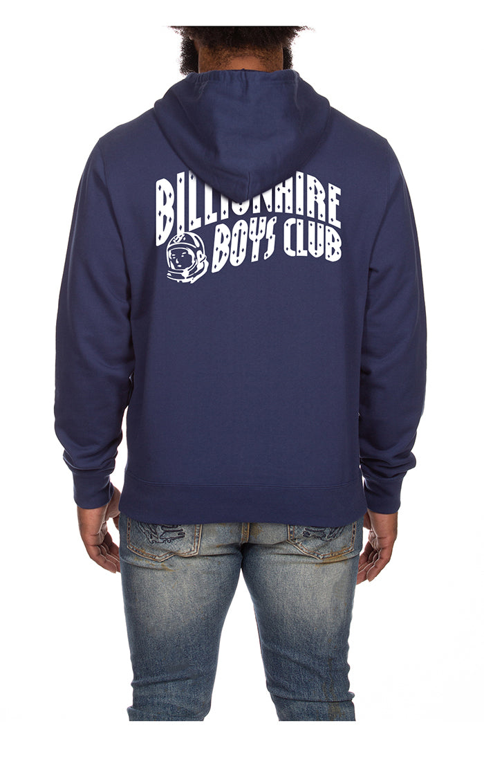 BBC Medieval Blue BB Arch Hoodie (841-9300) with front pocket detail and drawstring hood