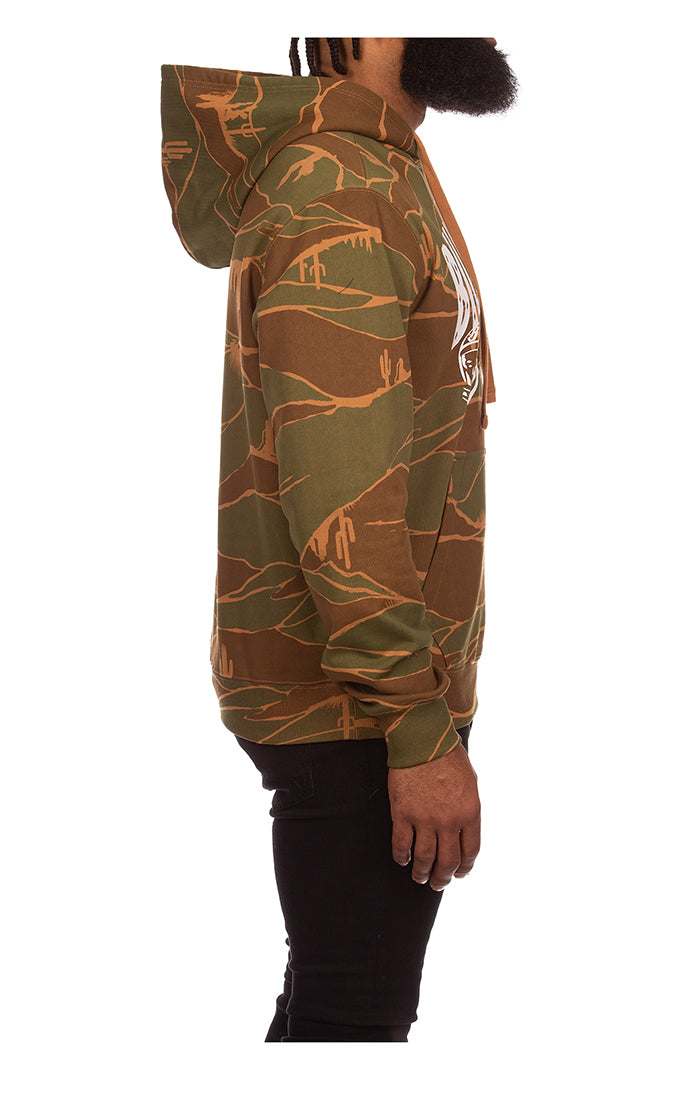 BBC Chipmunk BB Camo Arch Hoodie (841-9301) in green and brown camo pattern, featuring a bold arch logo design on the chest