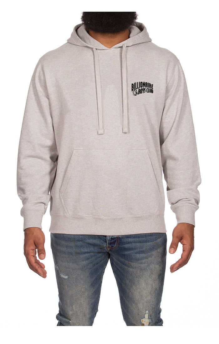 BBC Heather Grey BB Arch Hoodie (841-9300) front view, showcasing the embroidered logo and adjustable drawstring hood
