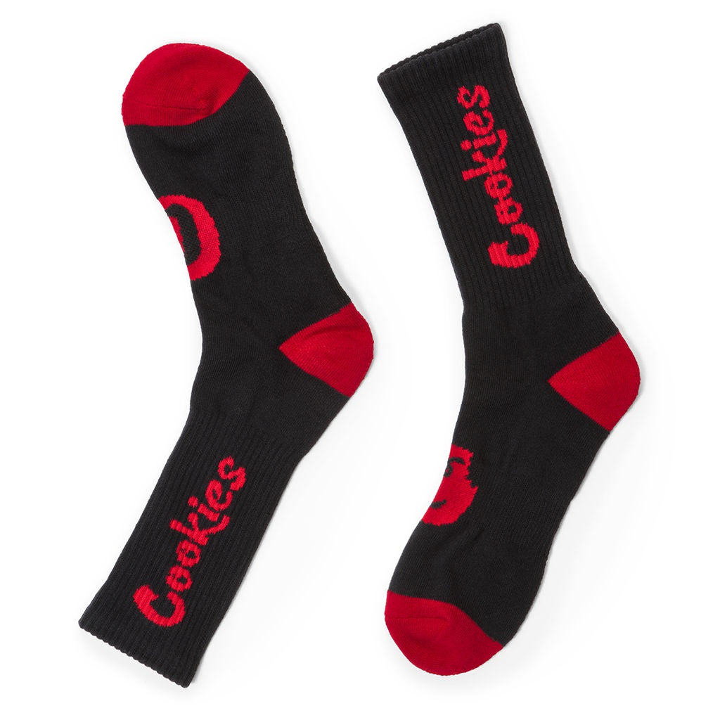 Pair of original mint black and red socks with cookie design