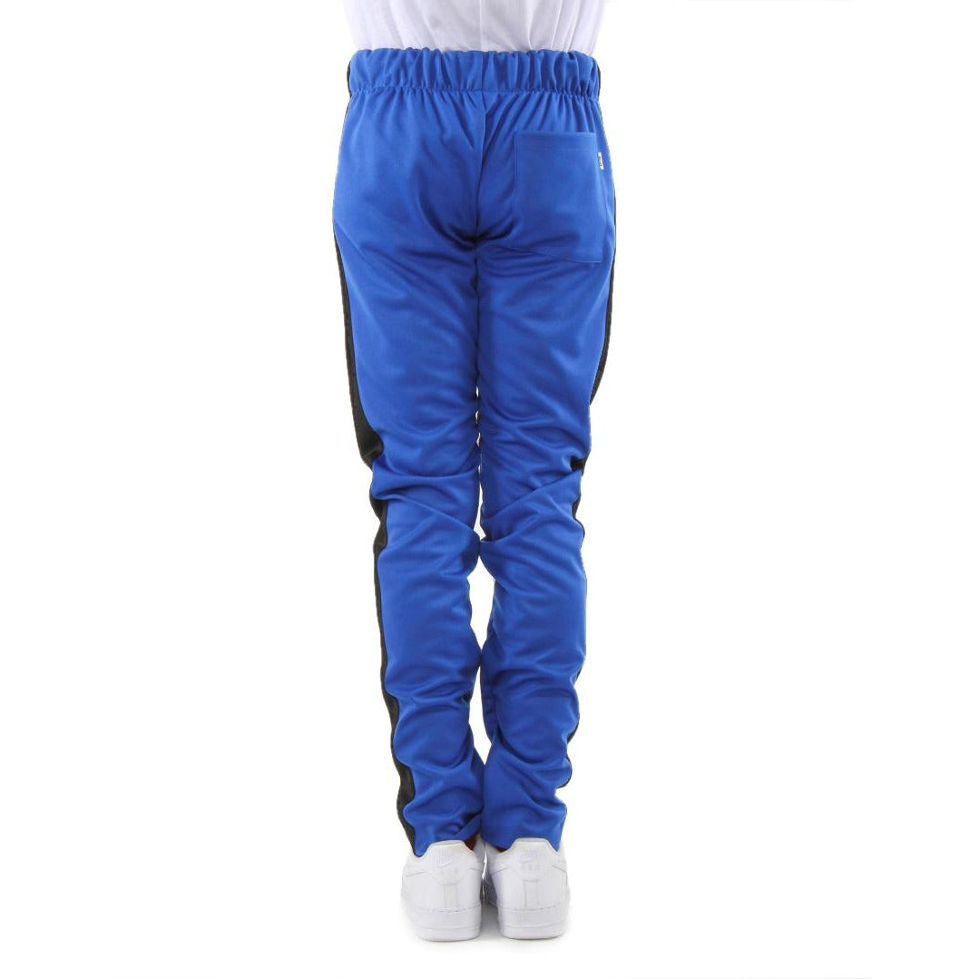 Stylish and modern EPTM Royal Blue Track Pants w/Black Stripe featuring a tapered fit and black stripe detail