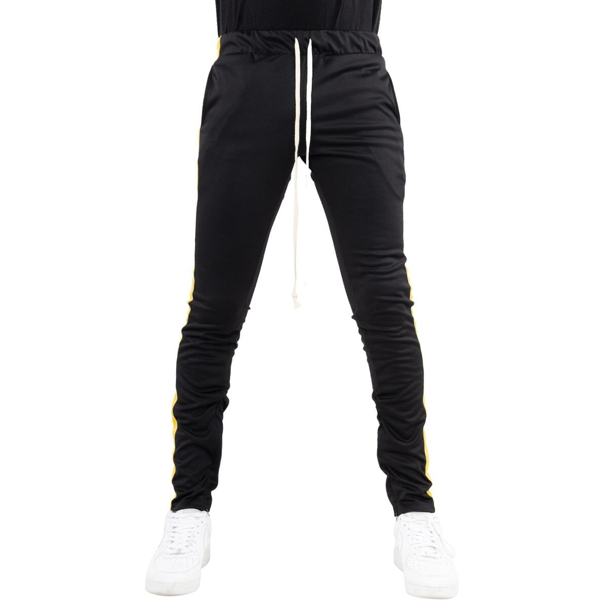 EPTM Black Track Pants w/Yellow Stripe (EP7908) with elastic ankle cuffs
