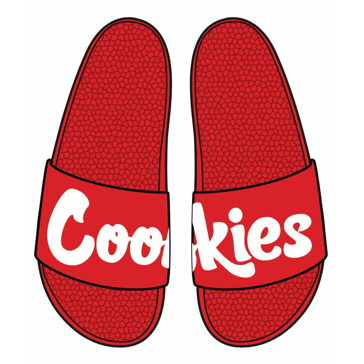 Red slide sandals for men with Cookies Original Logo detail and comfortable fit