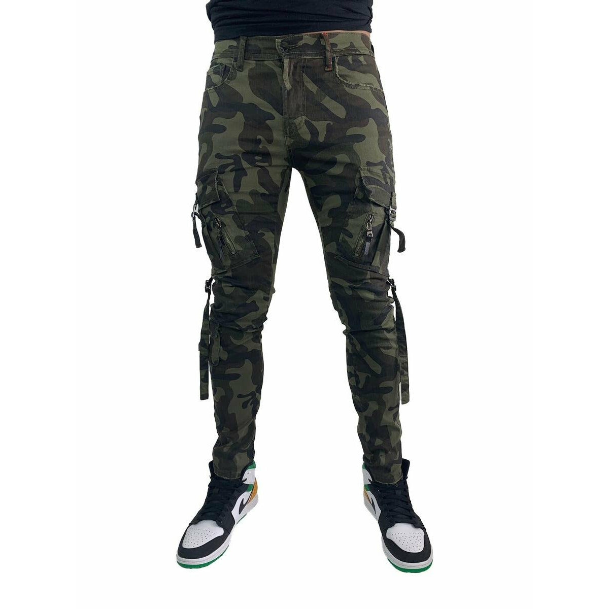 High-quality Preme Woodland Camo Denim Jeans (PR-WB-740) featuring a stylish camouflage print design