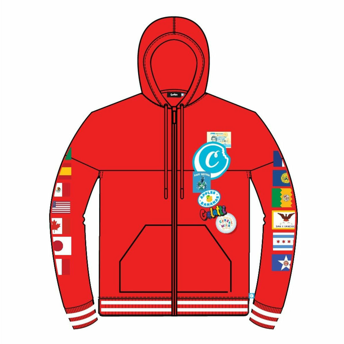 Cookies Award Tour Fleece Zip Red Hoodie Holiday 2021 Fresh Society