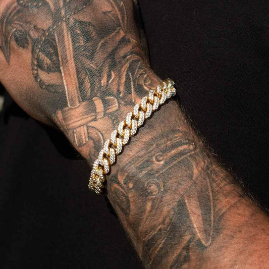 Gold Gods 10MM 7.5" Flooded Diamond Cuban Bracelet - Gold