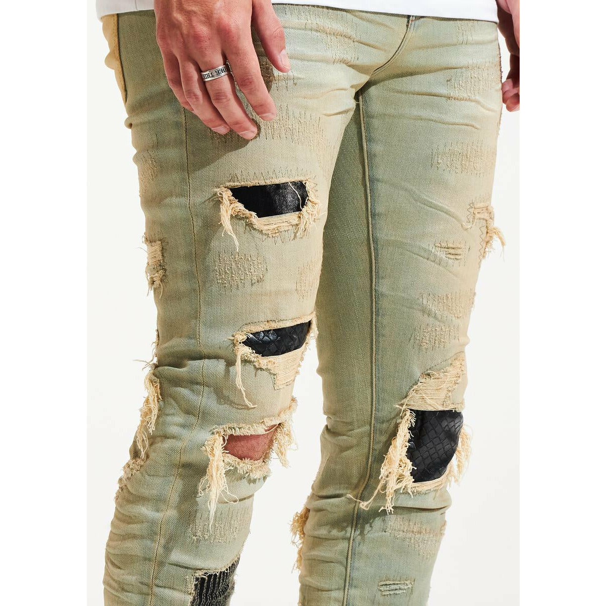 Embellish Felix Light Sand Washed Denim Jeans (EMBSP122-106) - Men's fashionable and comfortable light sand washed denim jeans