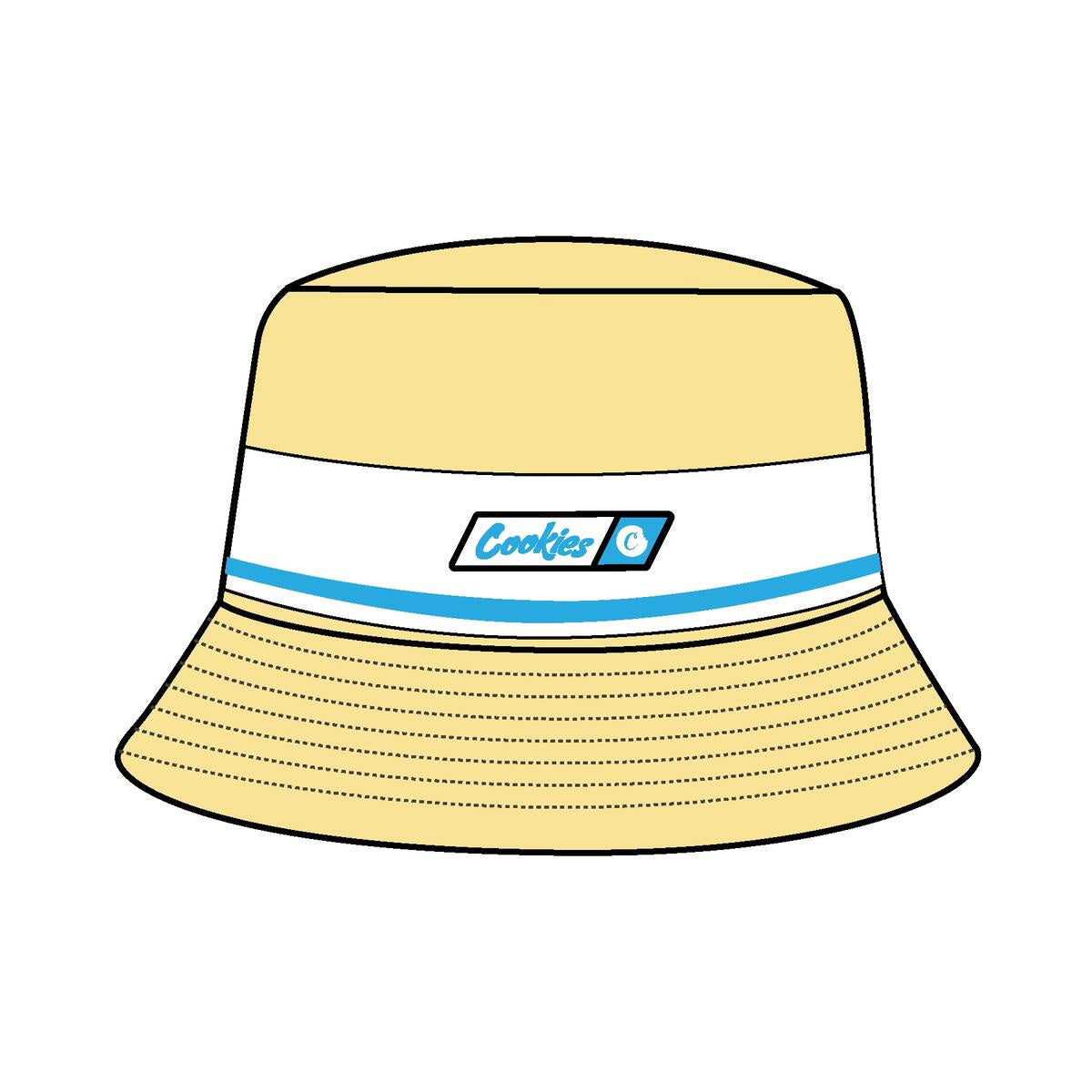 Yellow twill bucket hat with Cookies Bal Harbor logo, perfect summer accessory