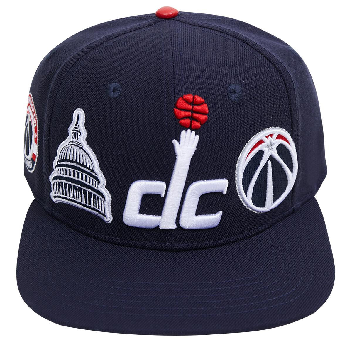 Official Pro Standard Washington Wizards Double Logo Black Snapback with adjustable strap