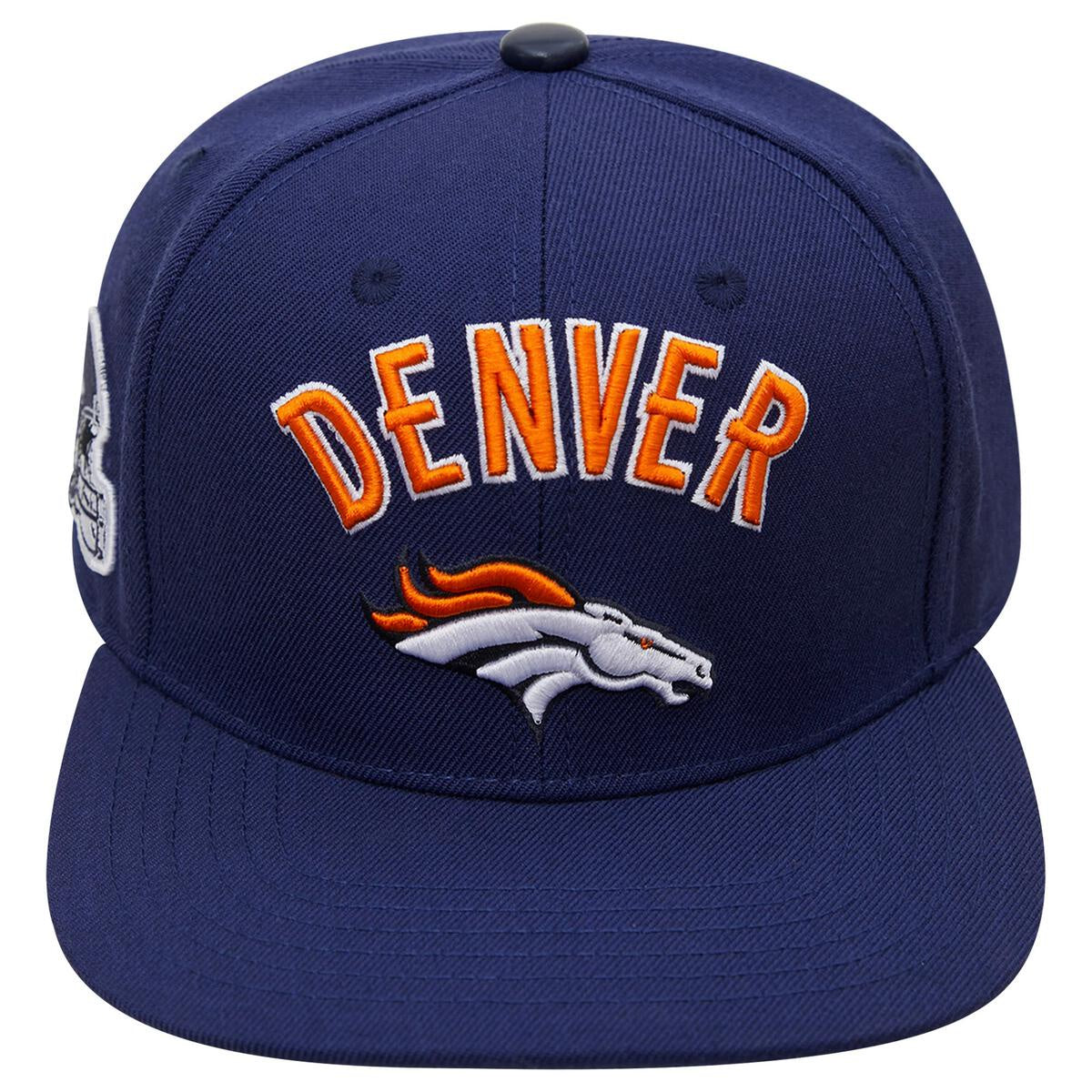 Pro Standard Denver Broncos Stacked Logo Navy Snapback official merchandise for fans