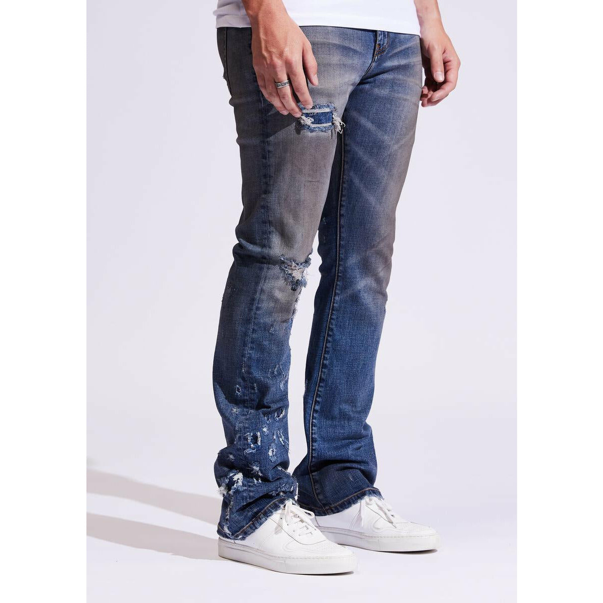 Trendy Embellish RIC Indigo Blue Denim Jeans with Faded Wash and Whiskering