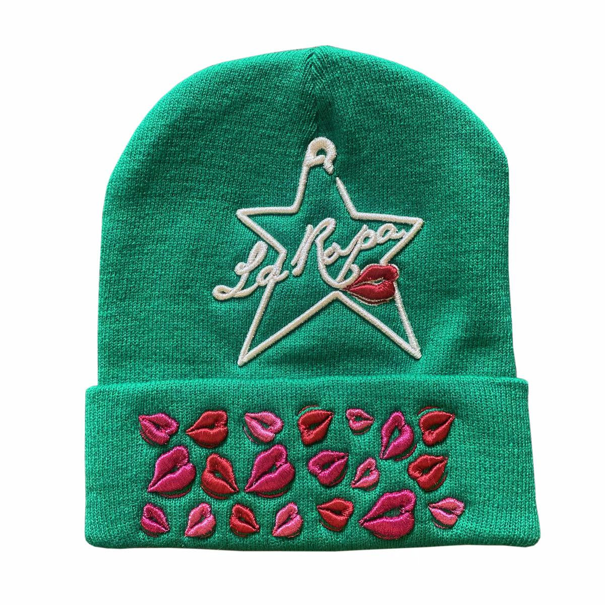 LaRopa Kiss Me Green Beanie, a cozy and stylish accessory for winter fashion
