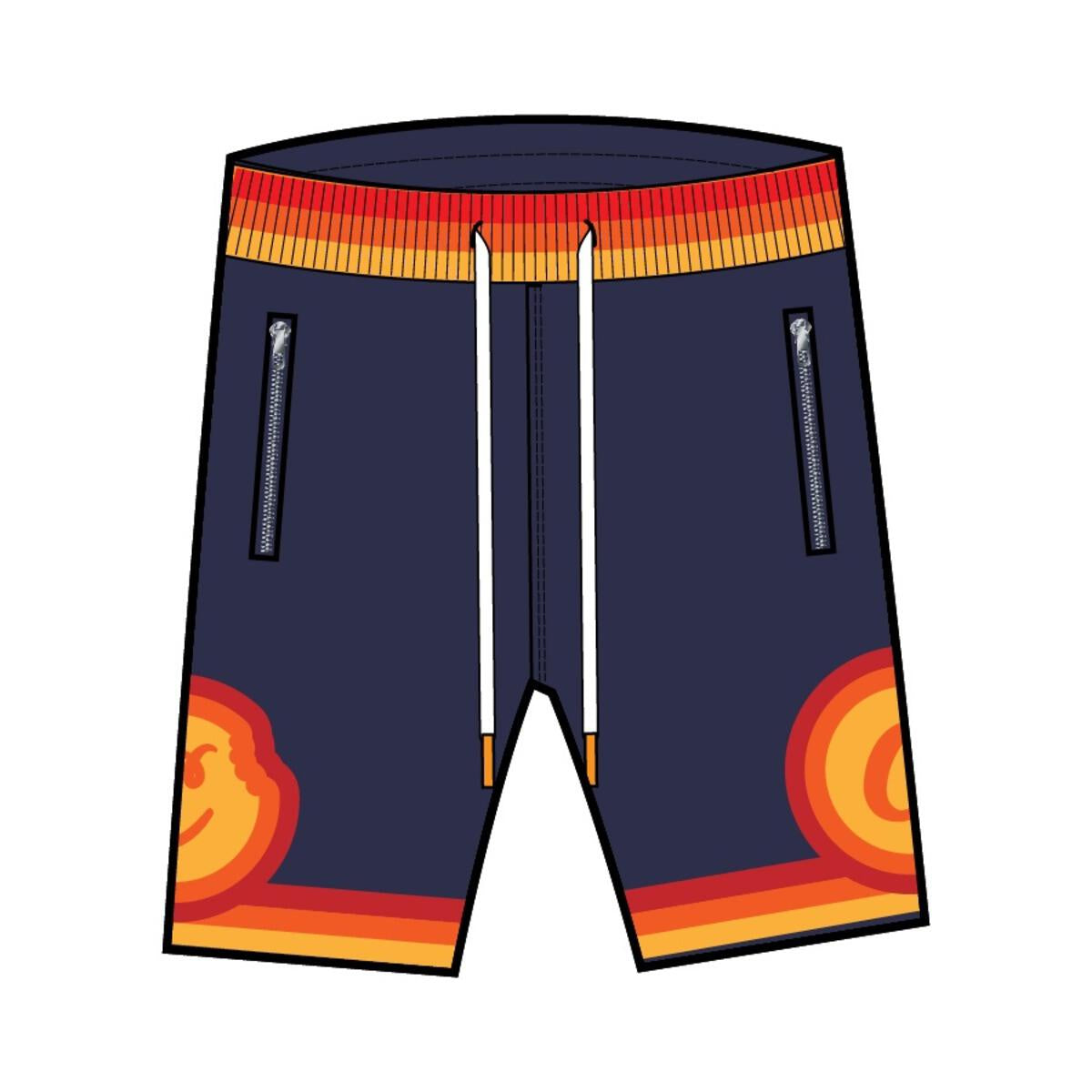 Performance navy mesh shorts with 'Puttin In Work' design by Cookies (1558B6110)