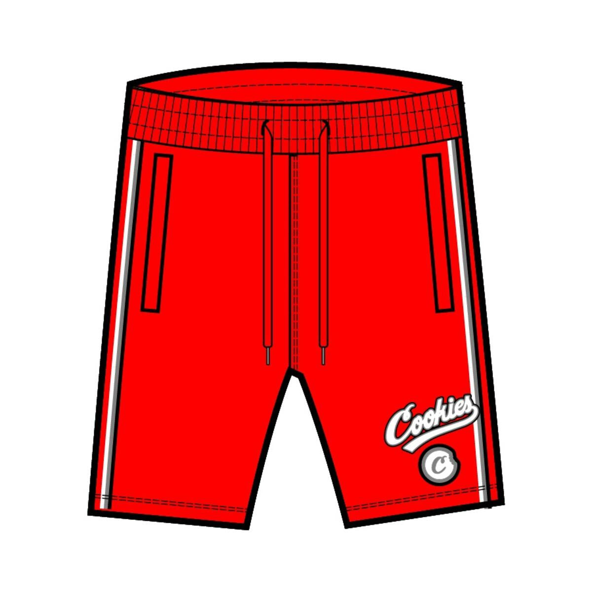 Cookies Puttin In Work Red Jersey Shorts, 1550B6007, with a focus on the back pocket design