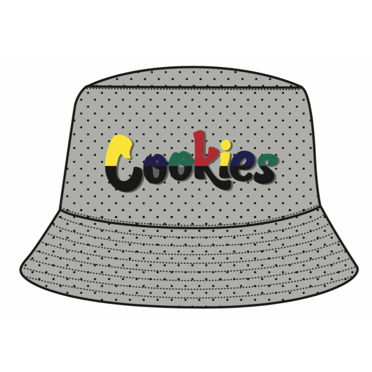 Grey bucket hat with Cookies Catamaran Mesh design, perfect for sunny beach days and outdoor activities