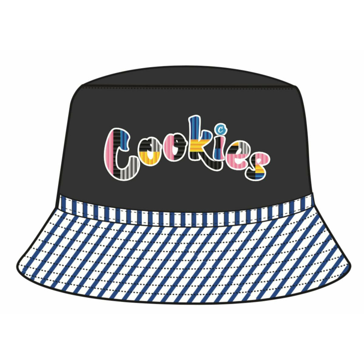 Wide-brimmed black hat featuring the Cookies Montauk branding in white